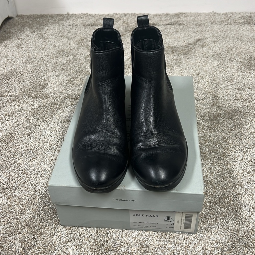 Cole Haan Black Leather Chelsea Boots 8 - Picture 3 of 6